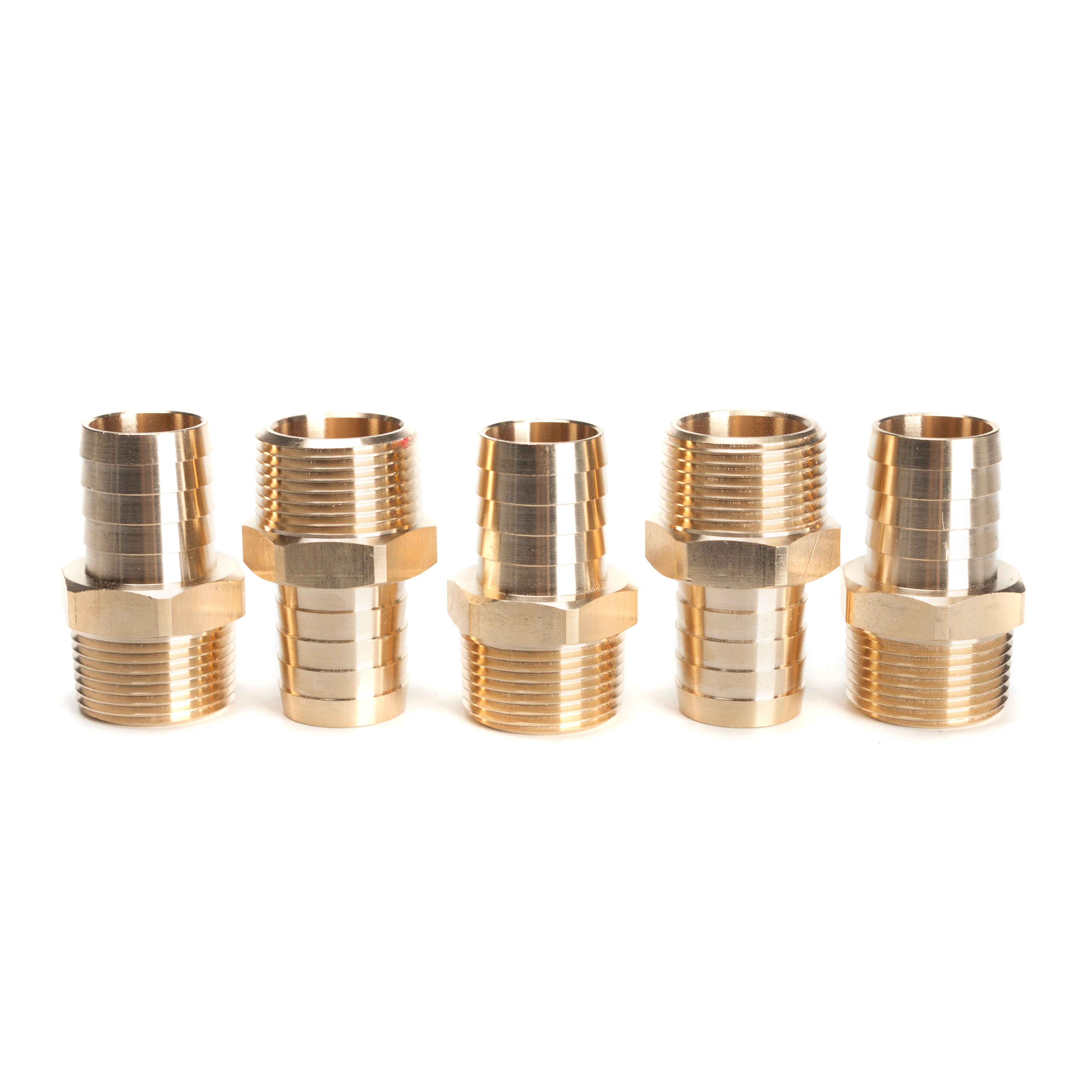 LTWFITTING Brass BSP Barbed Fitting Coupler / Connector 1-Inch Male BSPP x 1-Inch(25mm)Hose Barb Fuel Gas Water (Pack of 5)