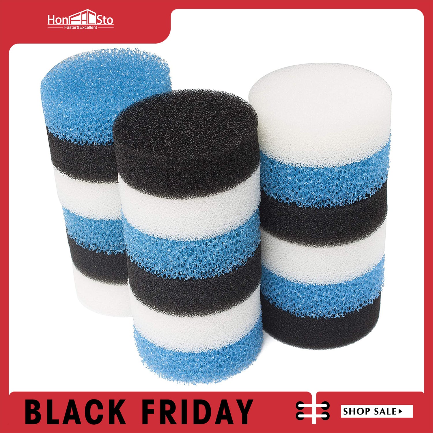 LTWHOME Replacement Foam Sets Fit for All Pond Solutions EF-Booster Fish Tank Aquarium External Filter (Pack of 6 Sets)