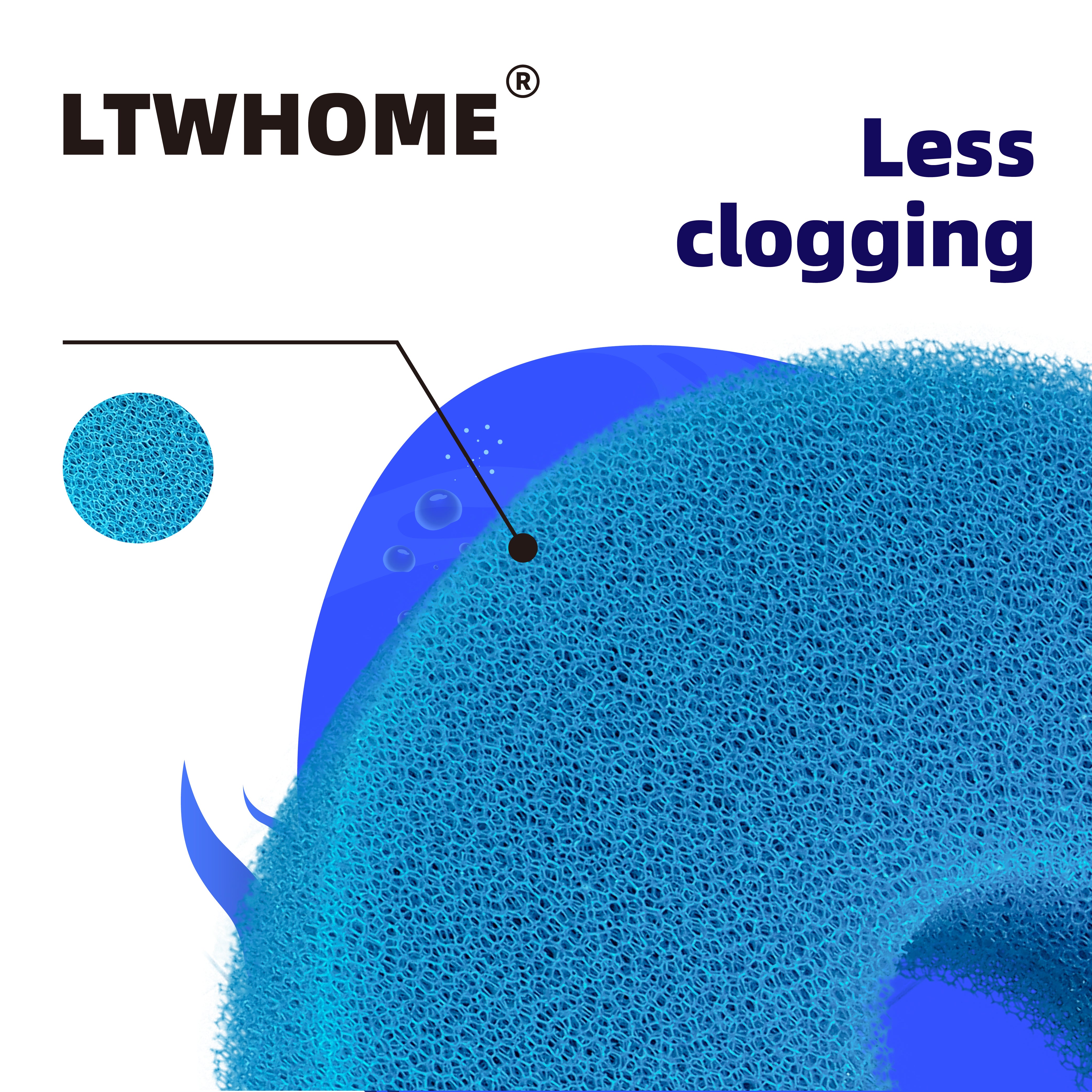 LTWHOME Blue Foam Sponge Filter Set Pond Filtration 25PPI Compatible with Laguna Pressure Flo 12000/1400 Filter (Pack of 5)