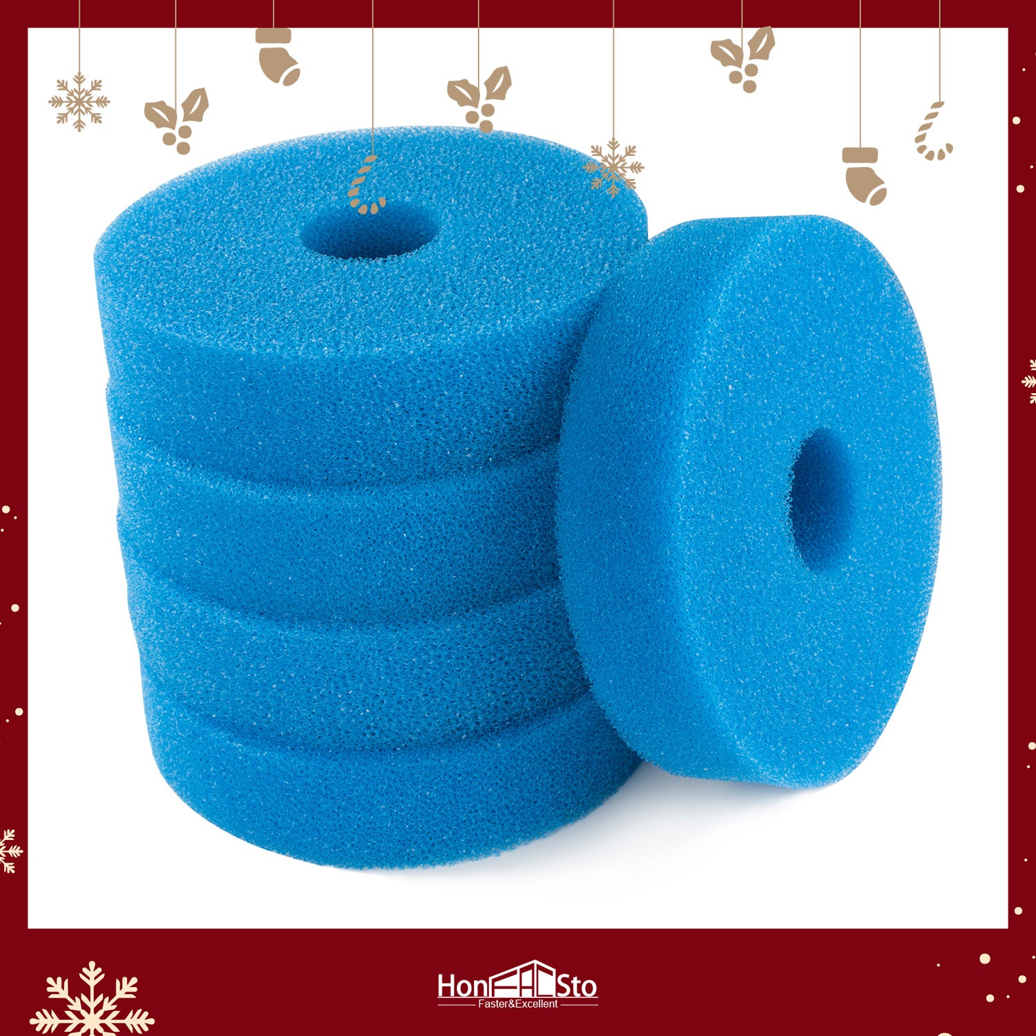 LTWHOME Blue Foam Sponge Filter Set Pond Filtration 25PPI Compatible with Laguna Pressure Flo 12000/1400 Filter (Pack of 5)