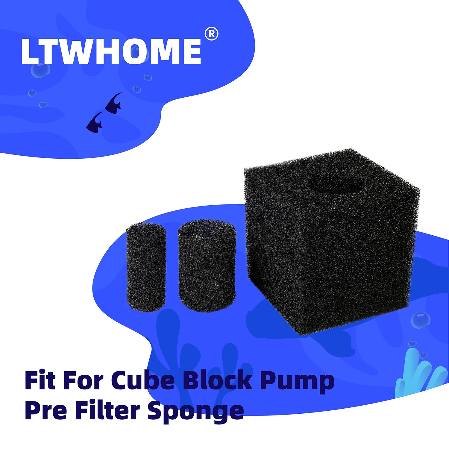 LTWHOME 8 Inch Inch Coarse Pond Filter Foam Cube Block Pump Pre Filter Sponge (Pack of 1)
