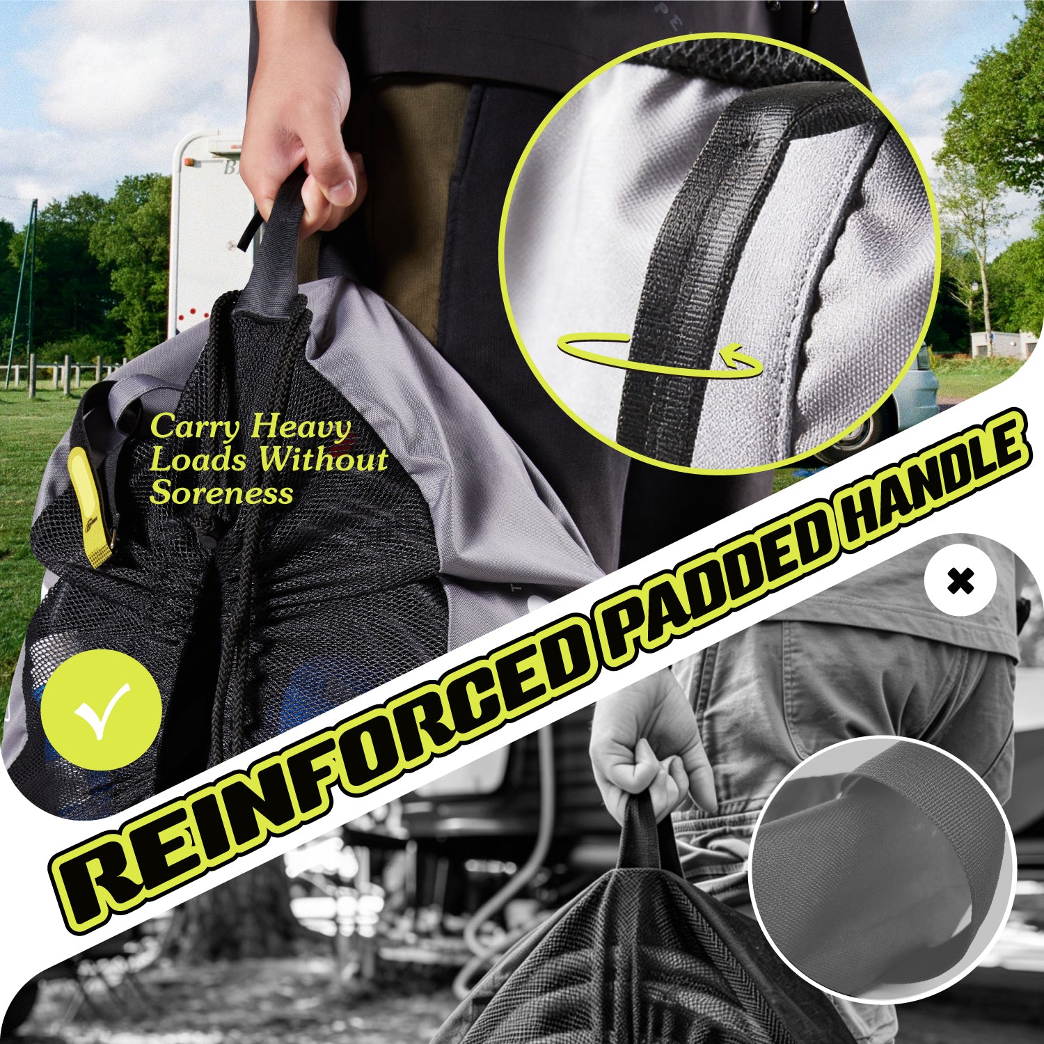 COMFACO RV Equipment Storage Bag, Camper Accessories for Outside, RV Hose Bag Storage, RV Utility Bag, Features Lined Interior with Breathable Mesh Top & Cinch Straps Write-on Label for RV Storage and Organization, 16¡± in Diameter x 10¡± Deep