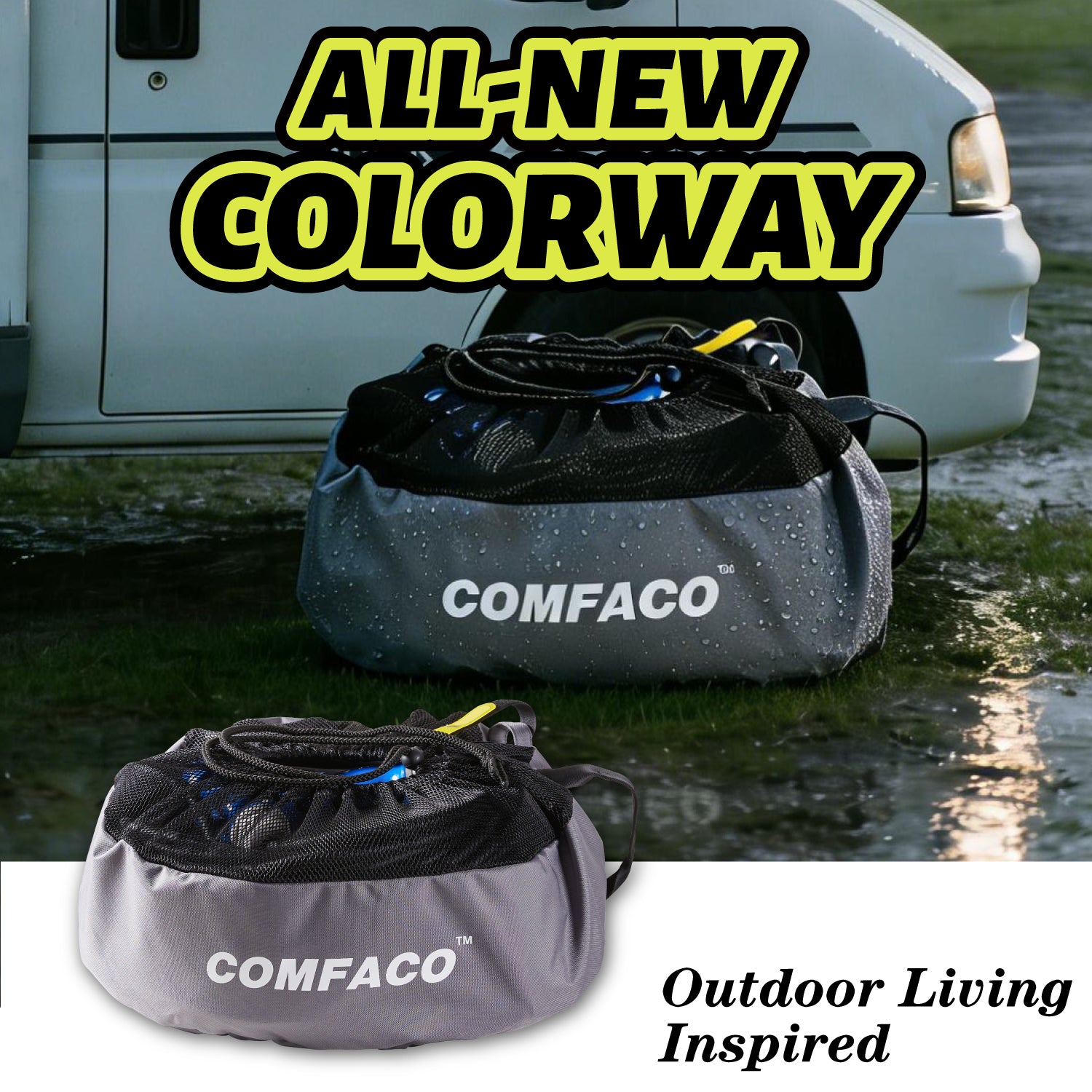 COMFACO RV Equipment Storage Bag, Camper Accessories for Outside, RV Hose Bag Storage, RV Utility Bag, Features Lined Interior with Breathable Mesh Top & Cinch Straps Write-on Label for RV Storage and Organization, 16¡± in Diameter x 10¡± Deep