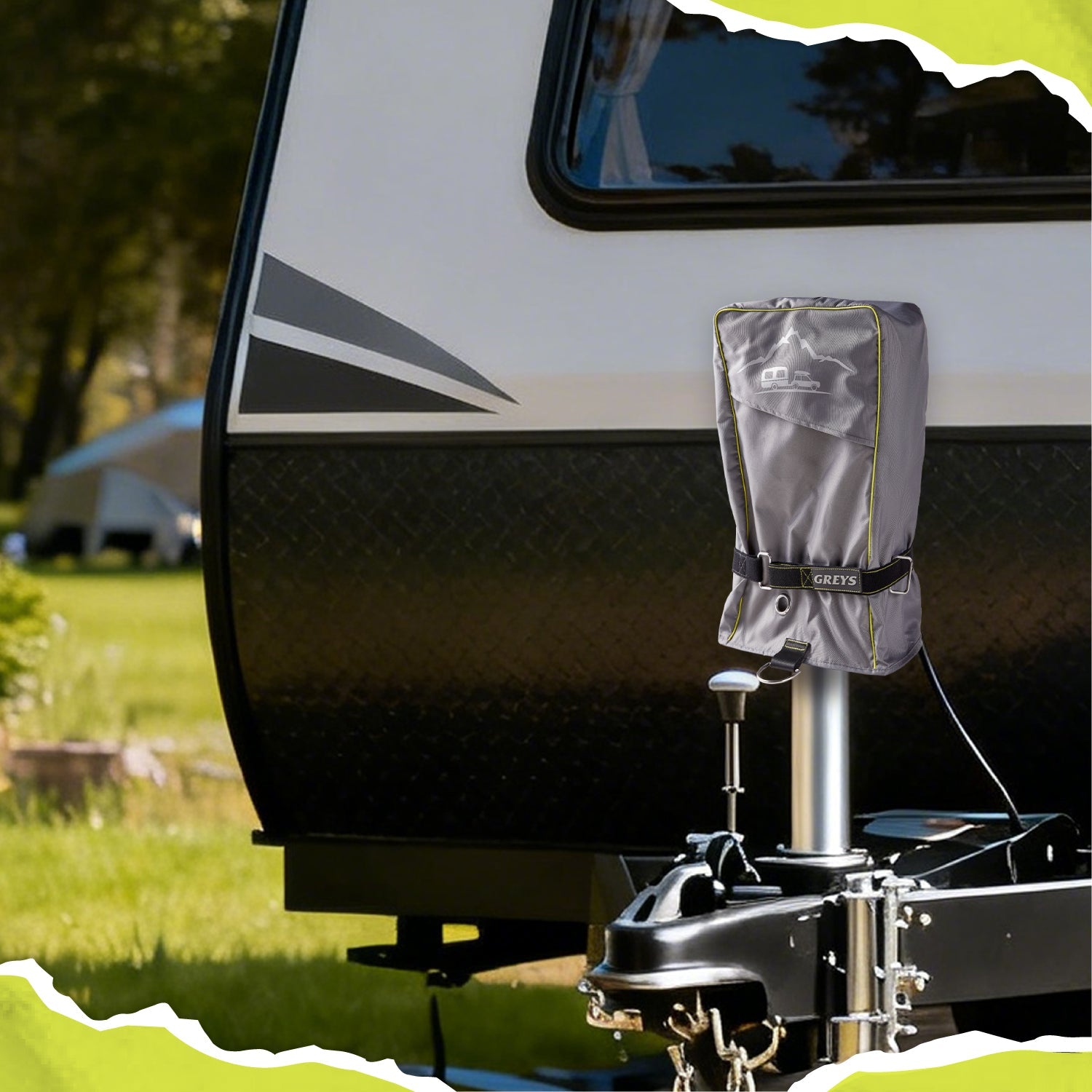 COMFACO RV Electric Tongue Jack Head Cover, Features 3 Layers of Water-Resilient Breathable Material & Adjustable Drawstring Closure, Universal Protective Cover for Outside RV Parts RV Accessories, 18"H x 7.5"W x 8.5"D