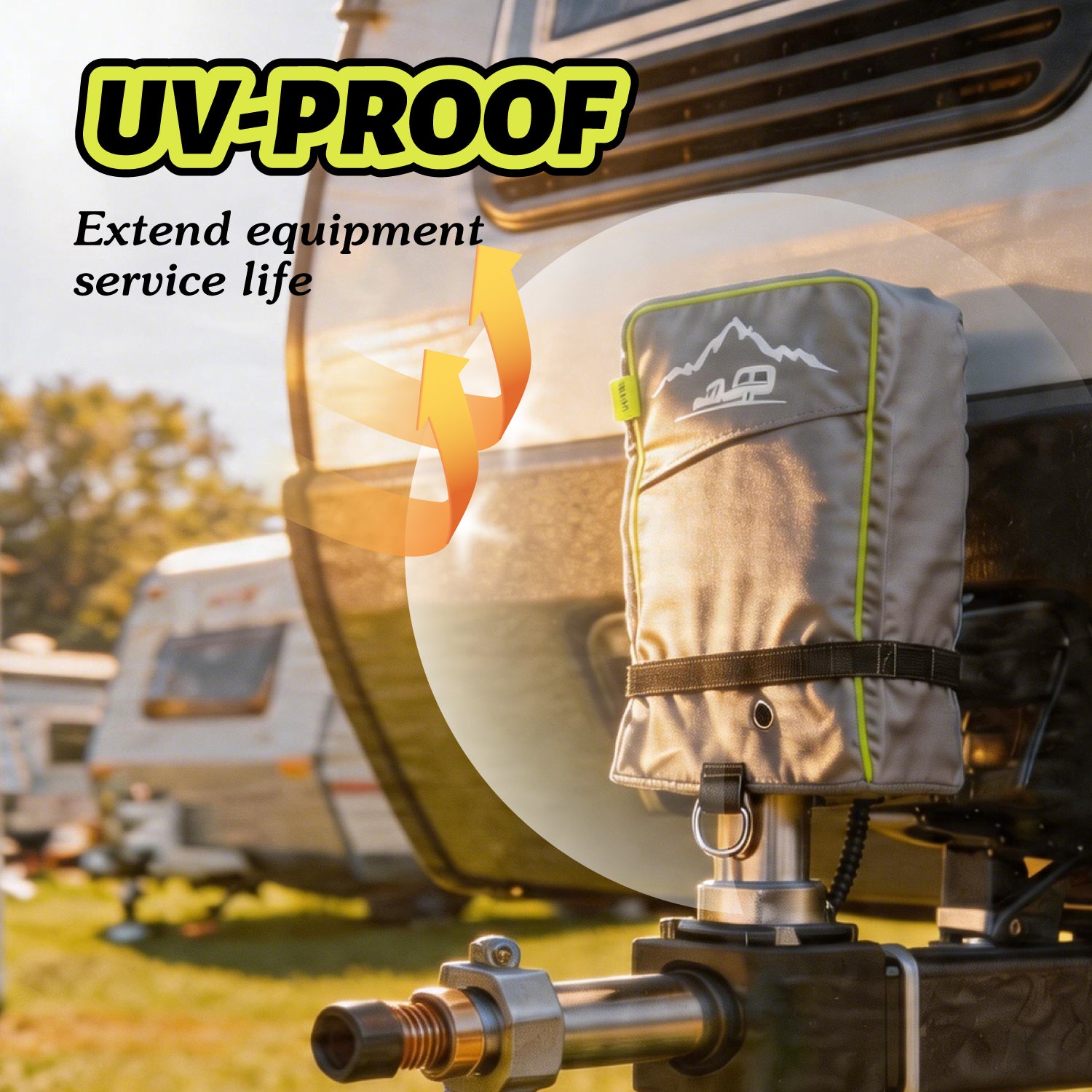 COMFACO RV Electric Tongue Jack Head Cover, Features 3 Layers of Water-Resilient Breathable Material & Adjustable Drawstring Closure, Universal Protective Cover for Outside RV Parts RV Accessories, 18"H x 7.5"W x 8.5"D