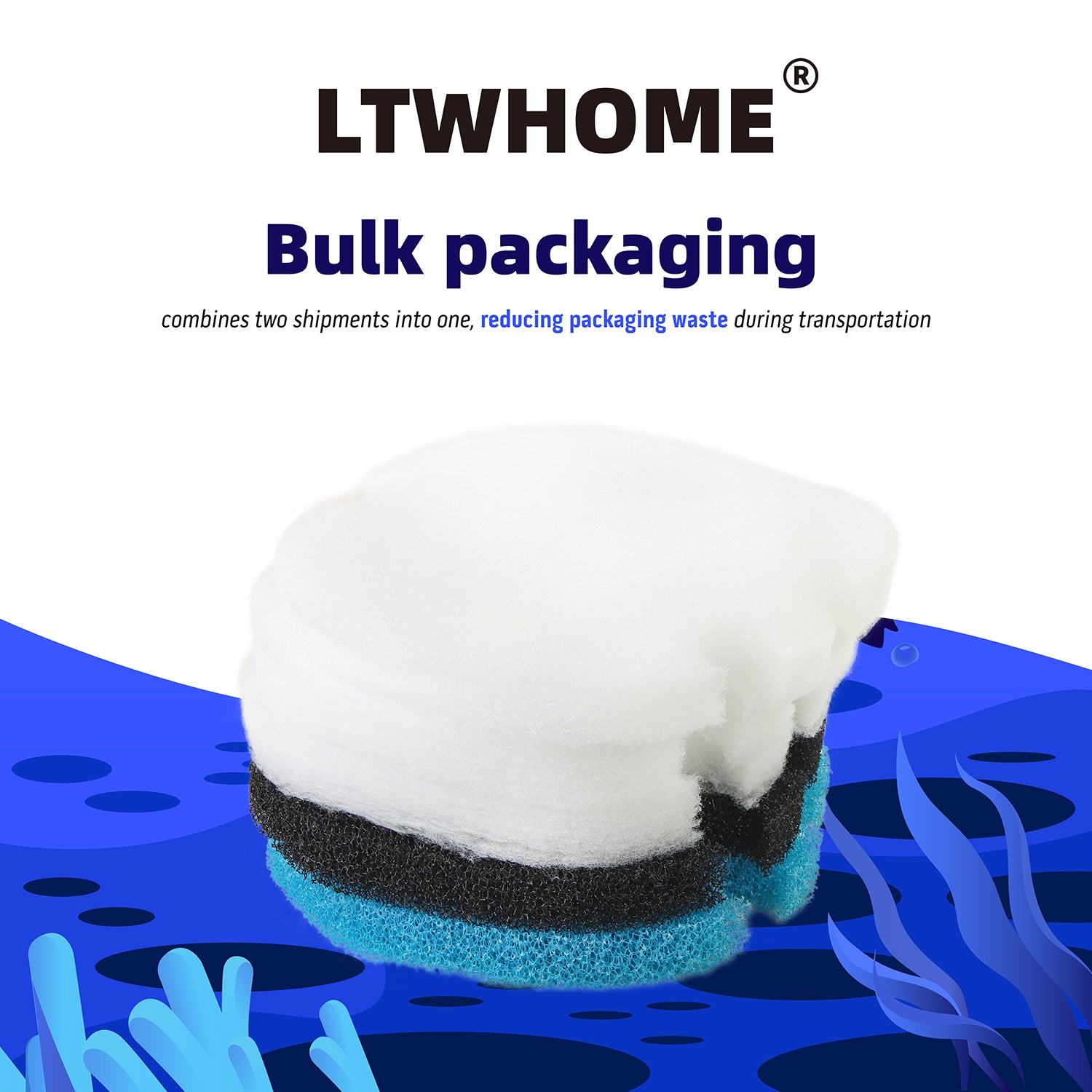 LTWHOME Replacement Coarse Fine Foam Filter Set Fit for AquaManta EFX 300/400 External Filter (Pack of 5pcs,1 Set)