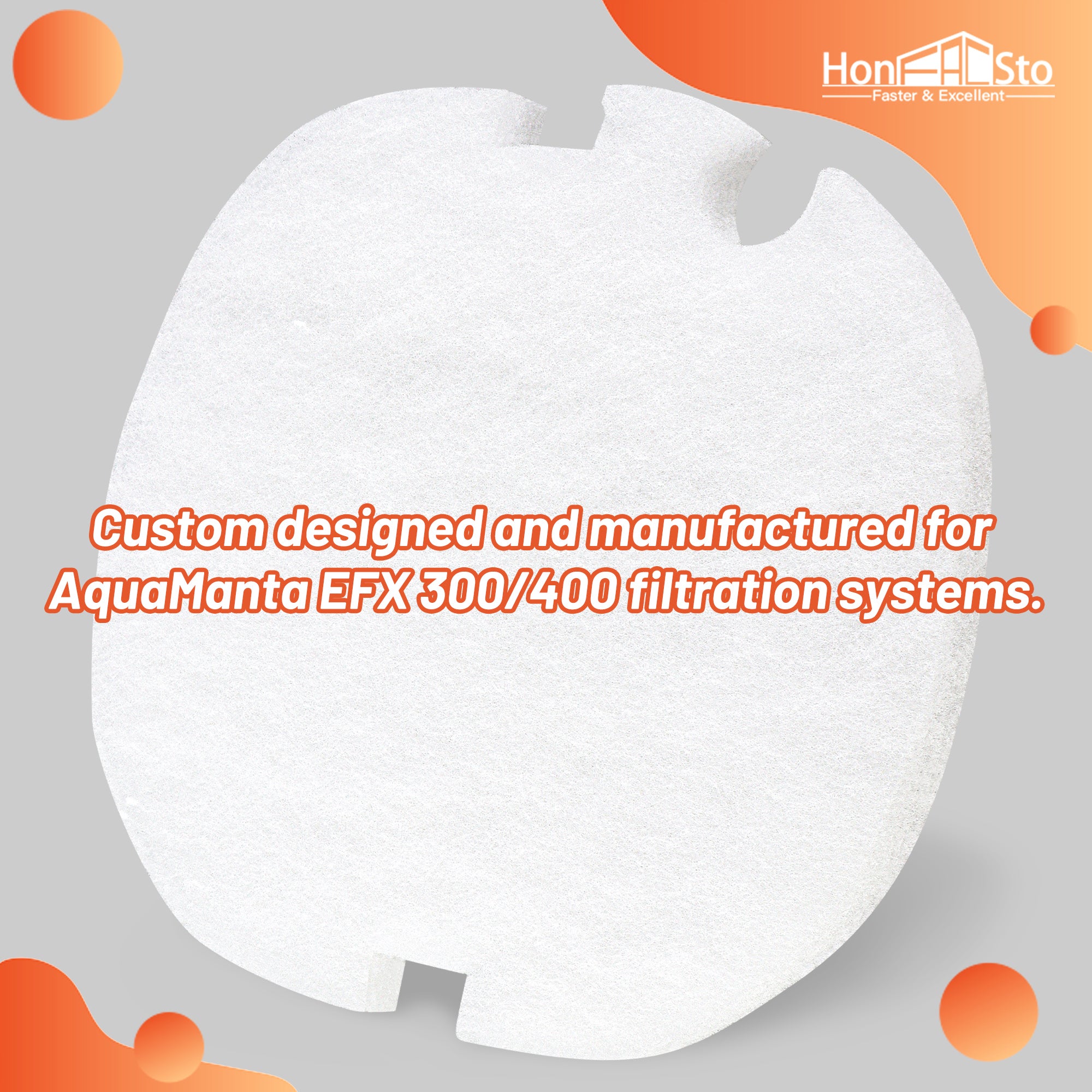 LTWHOME Replacement White Fine Wool Filter Pads Fit for AquaManta EFX 300/400 External Filter (Pack of 6)