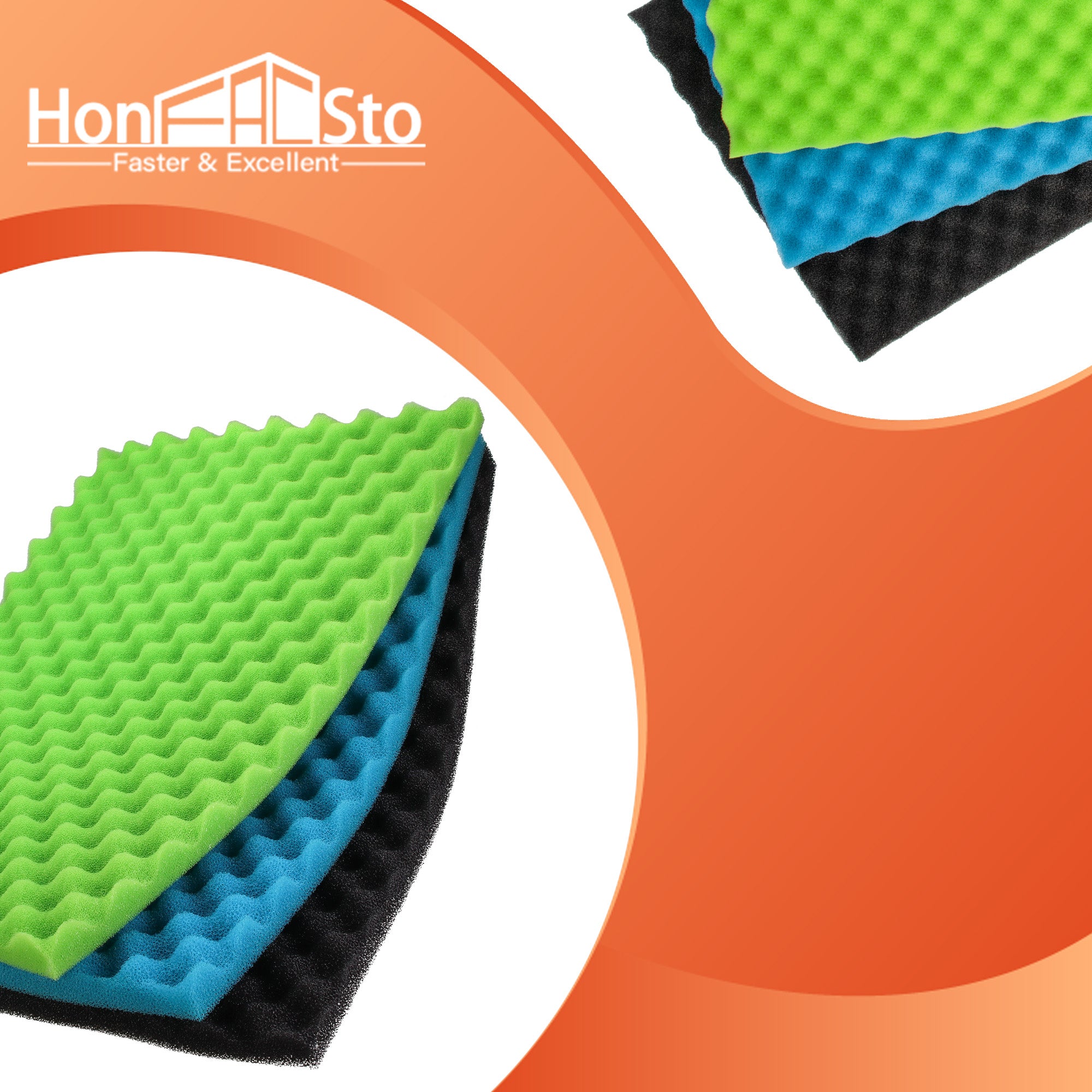 LTWHOME Fish Pond Foam Filter Sponge Set 640 mm X 460 mm Media (Pack of 1 Set)