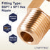 LTWFITTING Brass Pipe Hex Nipple Fitting 1/8 inch NPT x 1/8 inch BSPT Male (Pack of 25)