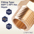 LTWFITTING Brass Pipe Hex Nipple Fitting 1/2 inch NPT x 1/2 inch BSPT Male (Pack of 200)