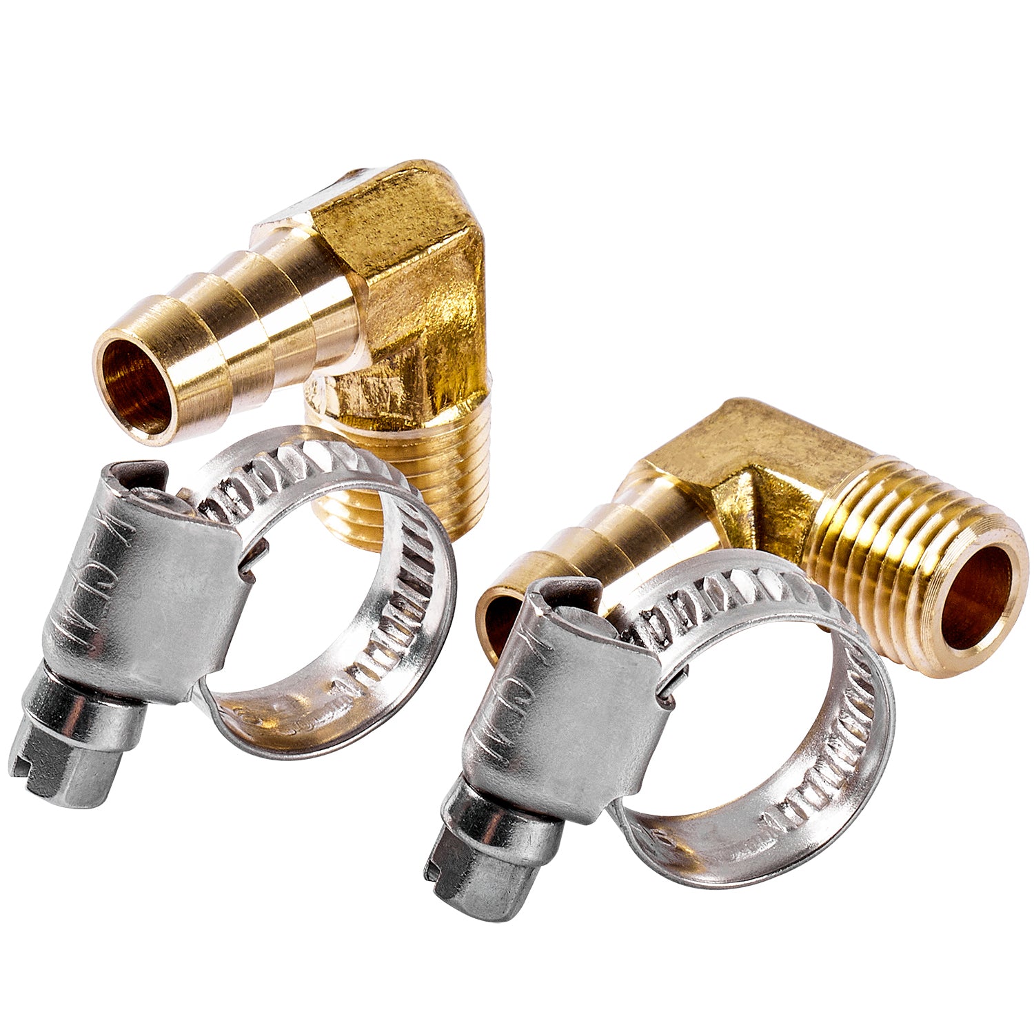 LTWFITTING 2 Sets Instant Hose Repair Kit 1/4 inch BSPT x 10mm ID Brass 90 Deg Elbow with 10-16mm SS316 Clamp