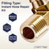LTWFITTING 2 Sets Instant Hose Repair Kit 1/4 inch BSPT x 10mm ID Brass 90 Deg Elbow with 10-16mm SS316 Clamp