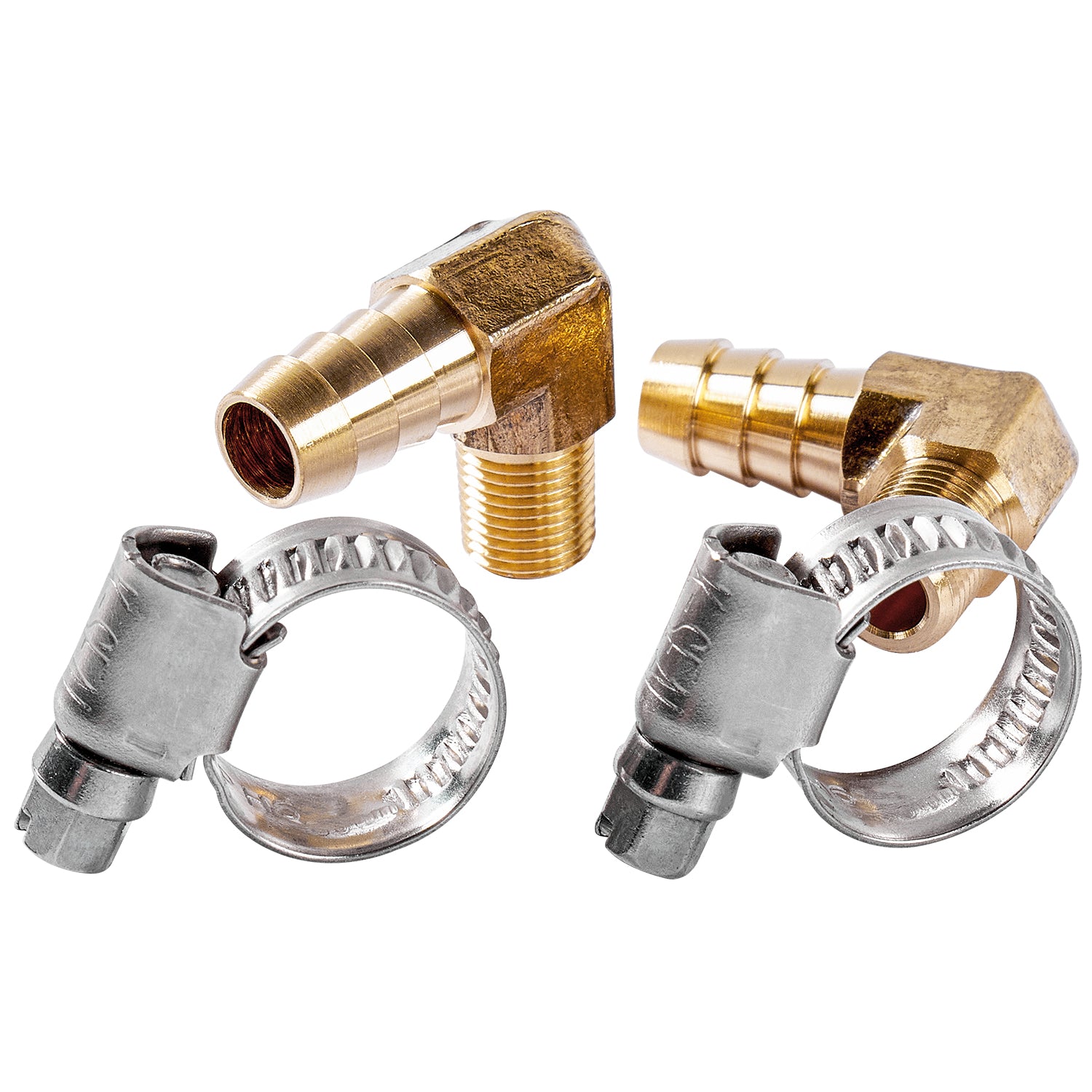 LTWFITTING 2 Sets Instant Hose Repair Kit 1/8 inch BSPT x 10mm ID Brass 90 Deg Elbow with 10-16mm SS316 Clamp