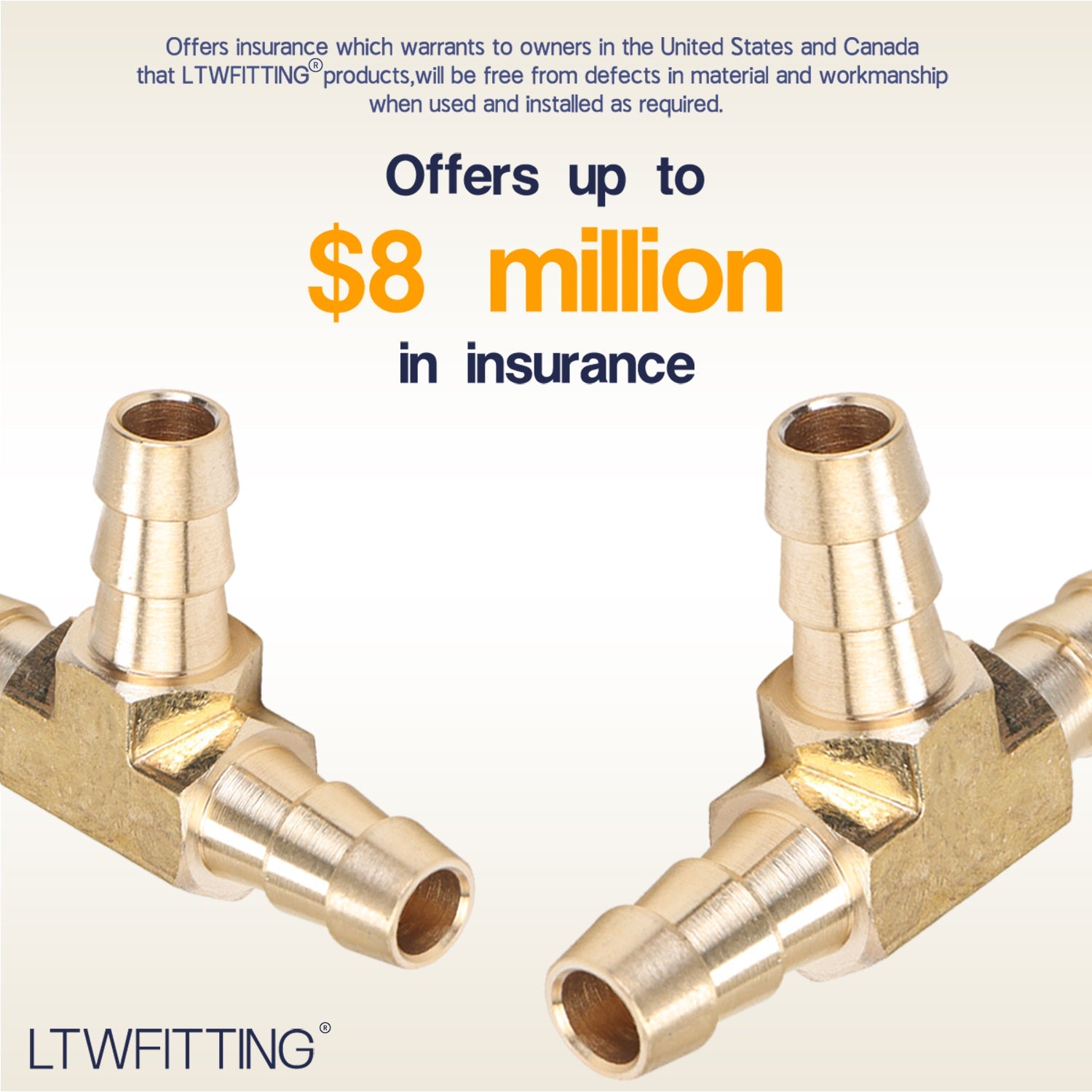 LTWFITTING Brass Barb Tee Fitting 5/16 inch / 8 mm ID Hose (Pack of 25)