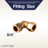 LTWFITTING 3/4 inch OD 90 Degree Compression Union Elbow, Brass Compression Fitting (Pack of 3)