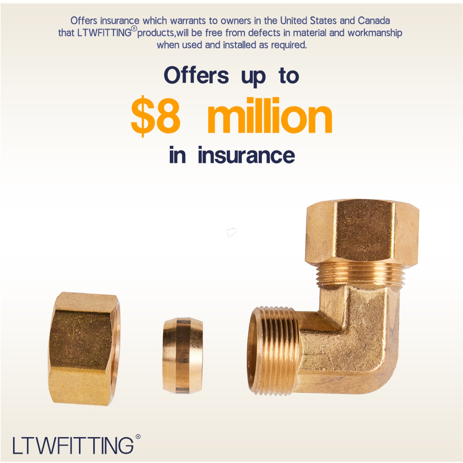 LTWFITTING 3/4 inch OD 90 Degree Compression Union Elbow, Brass Compression Fitting (Pack of 30)