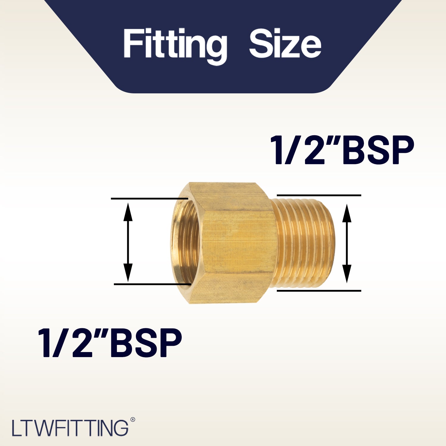 LTWFITTING Brass Pipe 1/2-Inch Female x 1/2-Inch Male BSP Adapter Fuel Gas Air(Pack of 5)
