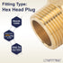 LTWFITTING Brass BSP Pipe Hex Head Plug Fittings 3/4-Inch Male BSPP Air Fuel Water Boat (Pack of 5)