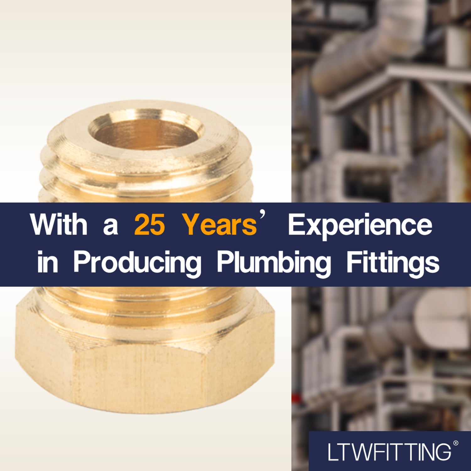 LTWFITTING Brass BSP Pipe Hex Head Plug Fittings 1/4-Inch Male BSPP Air Fuel Water Boat (Pack of 5)