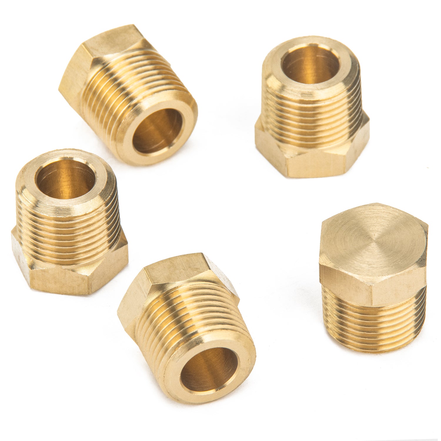 LTWFITTING Brass BSP Pipe Hex Head Plug Fittings 3/8-Inch Male BSPP Air Fuel Water Boat (Pack of 5)