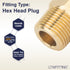 LTWFITTING Brass BSP Pipe Hex Head Plug Fittings 3/8-Inch Male BSPP Air Fuel Water Boat (Pack of 5)