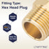 LTWFITTING Brass BSP Pipe Hex Head Plug Fittings 1/2-Inch Male BSPP Air Fuel Water Boat (Pack of 300)