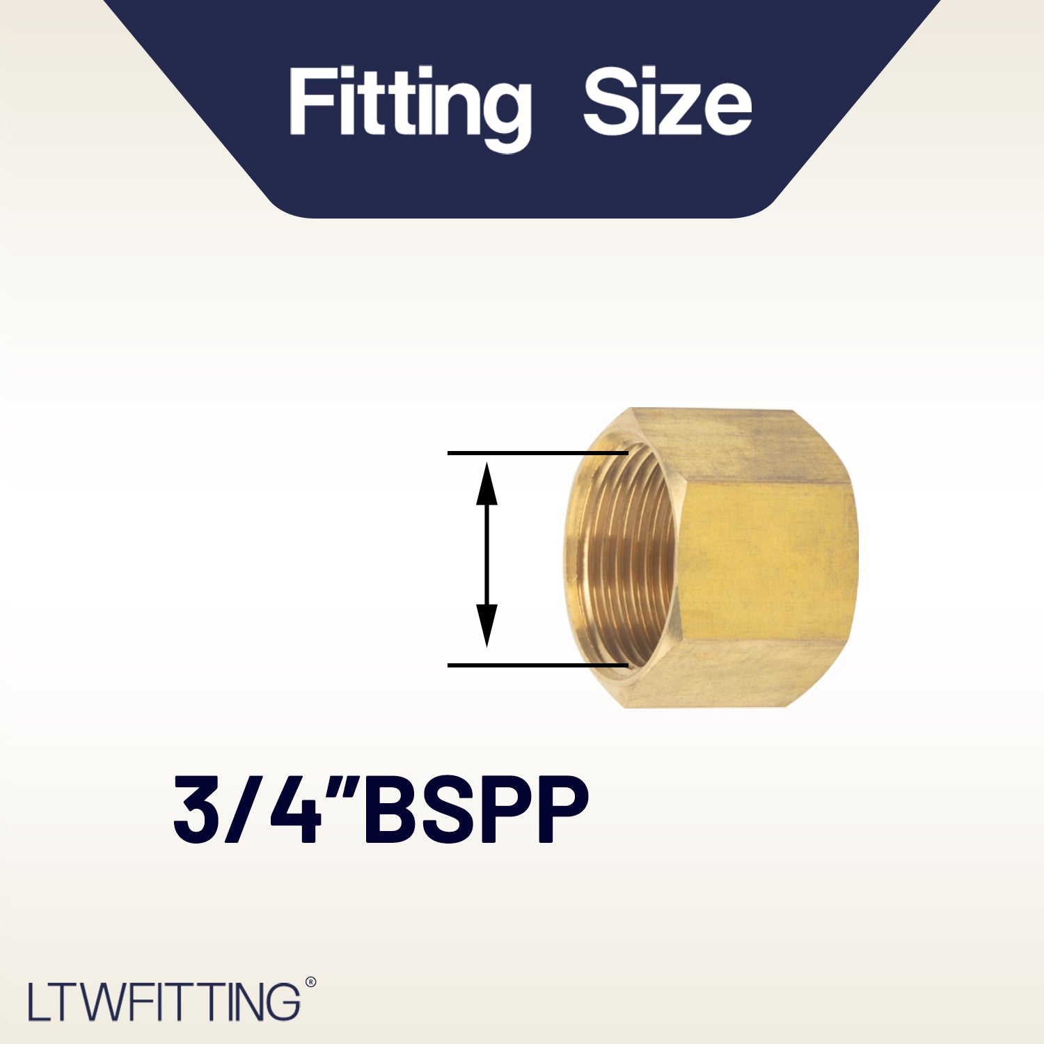 LTWFITTING Brass BSP Pipe Cap Fittings 3/4-Inch BSPP Air Fuel Water Boat (Pack of 5)