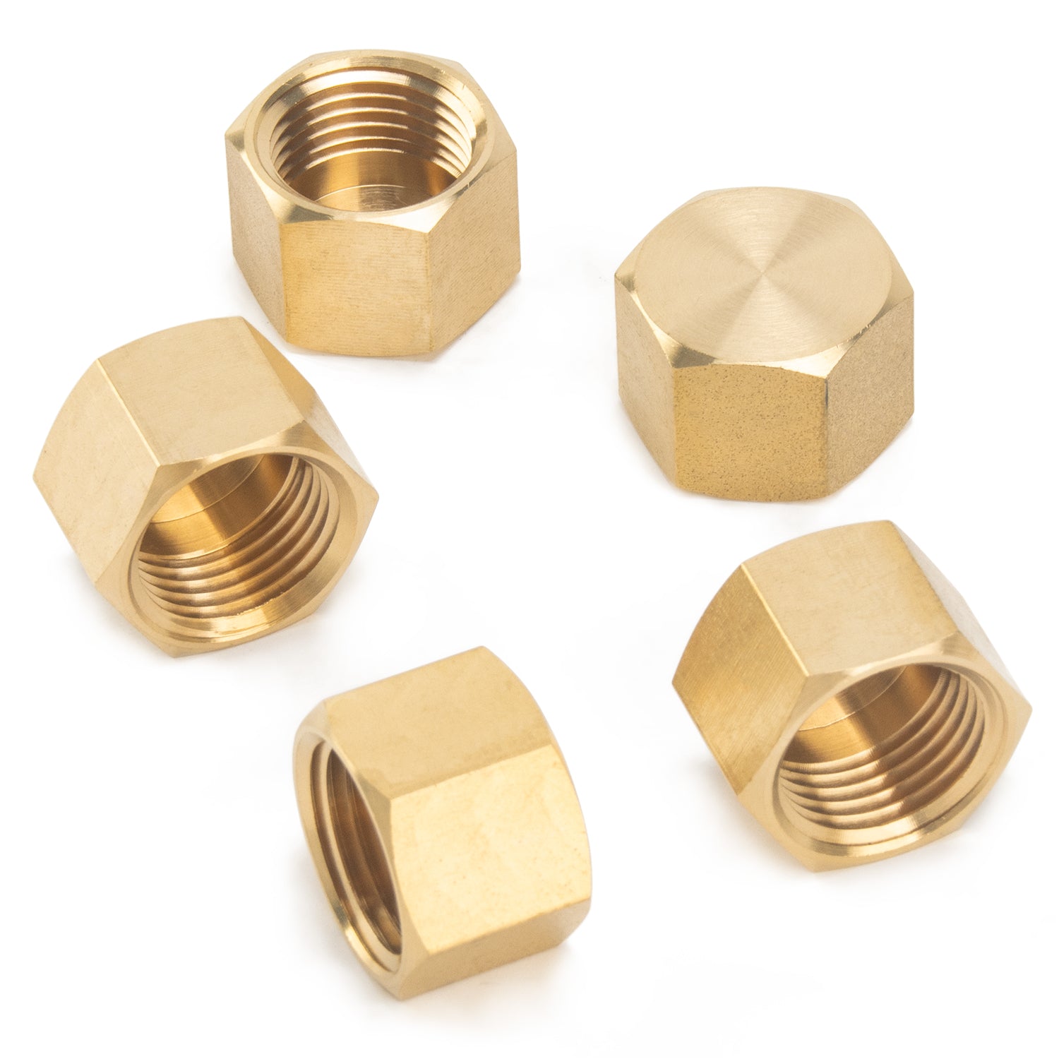 LTWFITTING Brass BSP Pipe Cap Fittings 1/2-Inch BSPP Air Fuel Water Boat (Pack of 5)