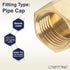 LTWFITTING Brass BSP Pipe Cap Fittings 1/2-Inch BSPP Air Fuel Water Boat (Pack of 5)