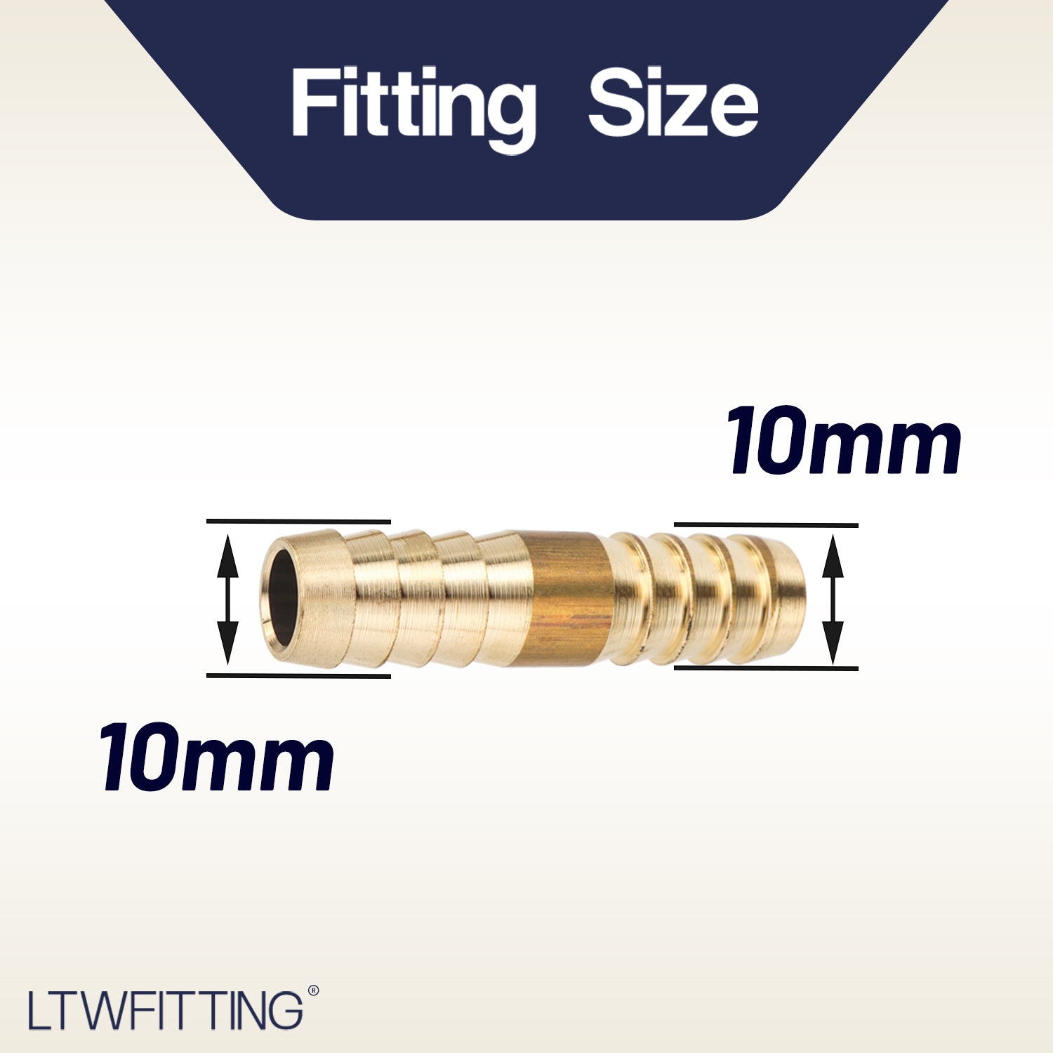 LTWFITTING Brass Barb Splicer Mender 10mm ID Hose Fitting Air Water Fuel Boat (Pack of 5)