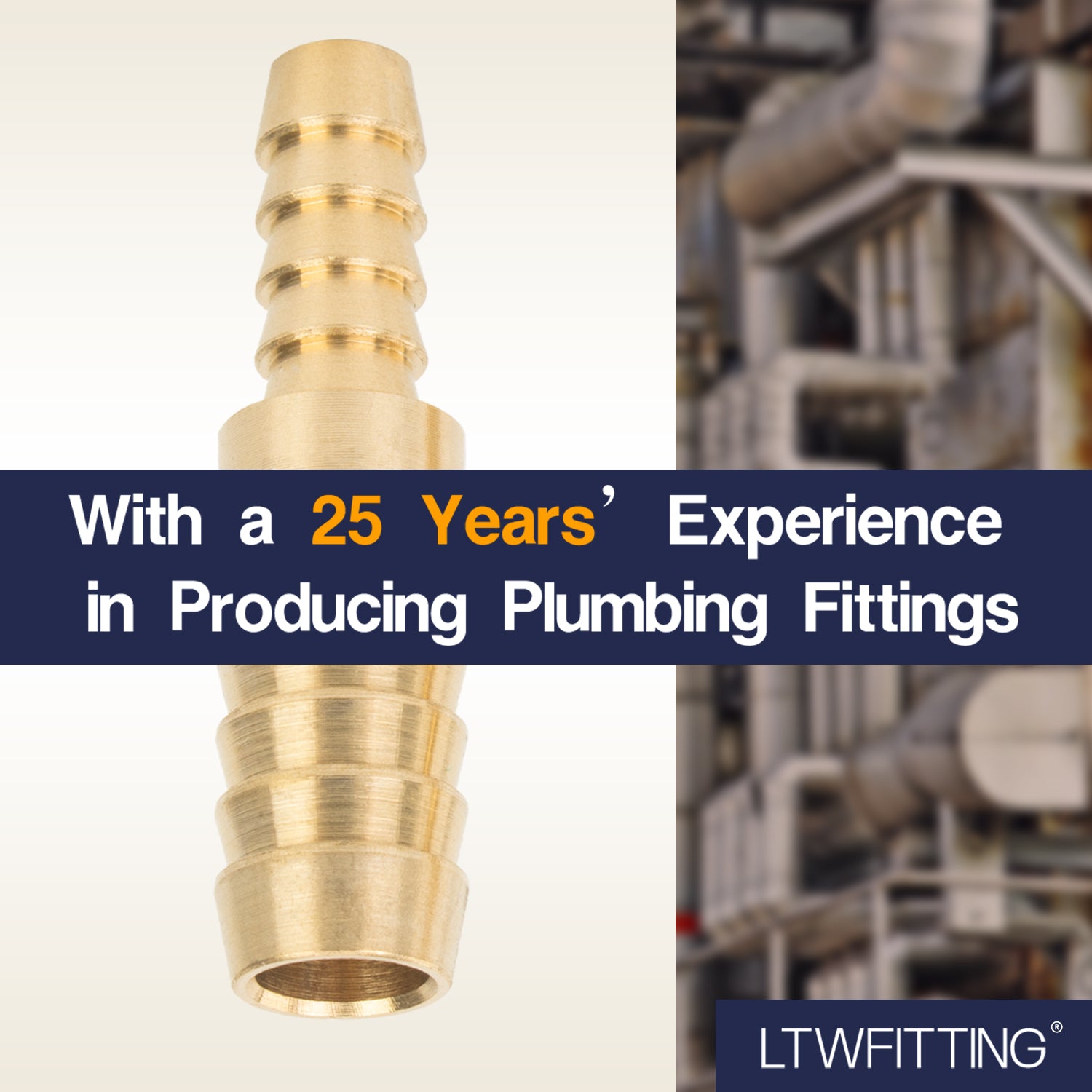 LTWFITTING Brass Barb Hose Reducing Splicer Mender 6mm ID Hose x 10mm ID Hose Fitting Air Water Fuel Boat (Pack of 25)