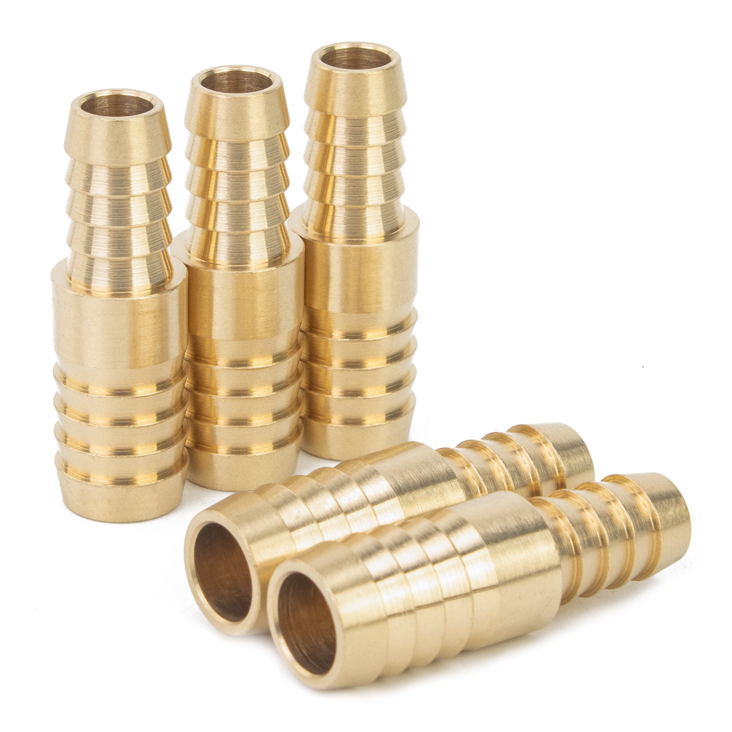 LTWFITTING Brass Barb Hose Reducing Splicer Mender 10mm ID Hose x 12mm ID Hose Fitting Air Water Fuel Boat (Pack of 5)