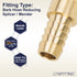 LTWFITTING Brass Barb Hose Reducing Splicer Mender 10mm ID Hose x 12mm ID Hose Fitting Air Water Fuel Boat (Pack of 5)