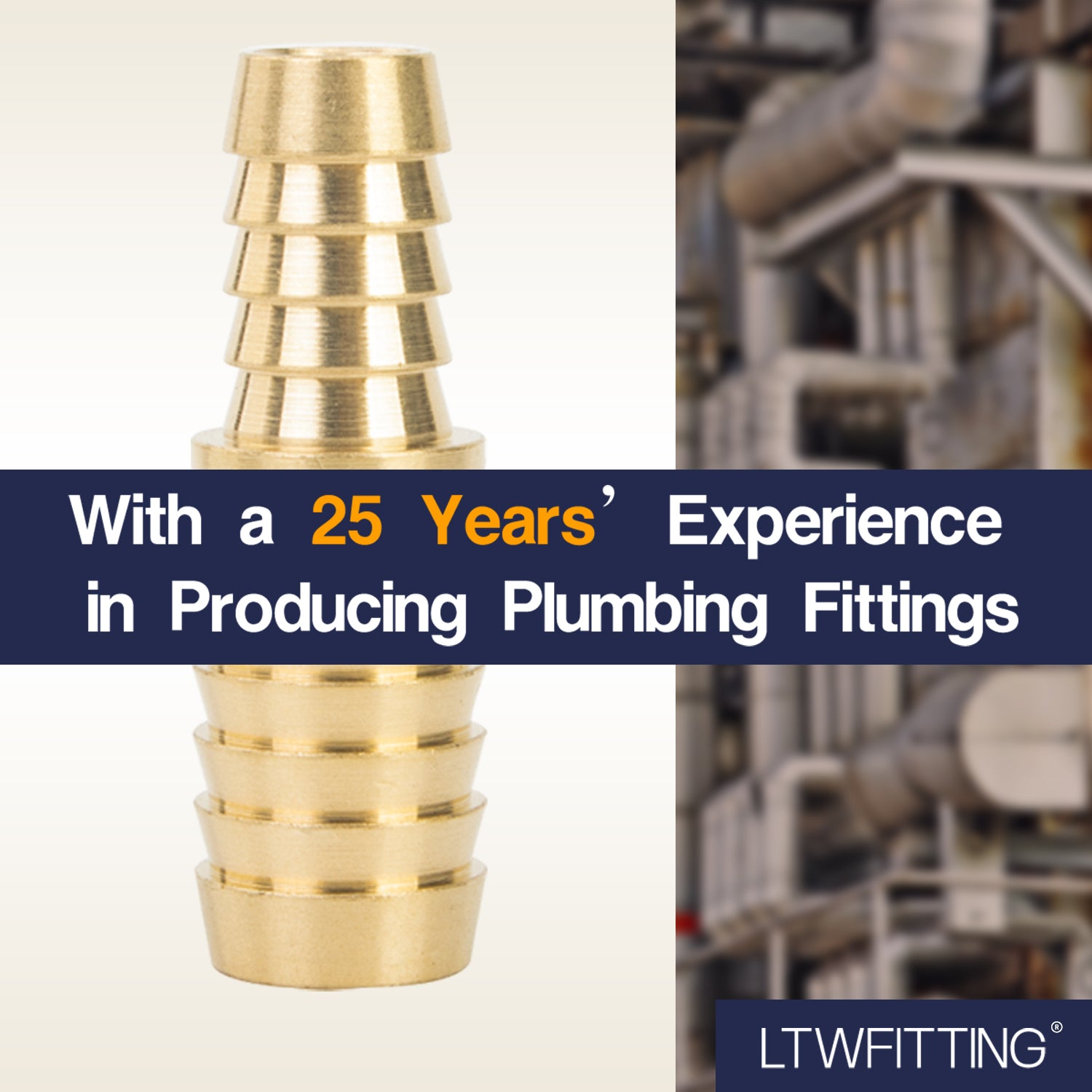 LTWFITTING Brass Barb Hose Reducing Splicer Mender 10mm ID Hose x 12mm ID Hose Fitting Air Water Fuel Boat (Pack of 25)