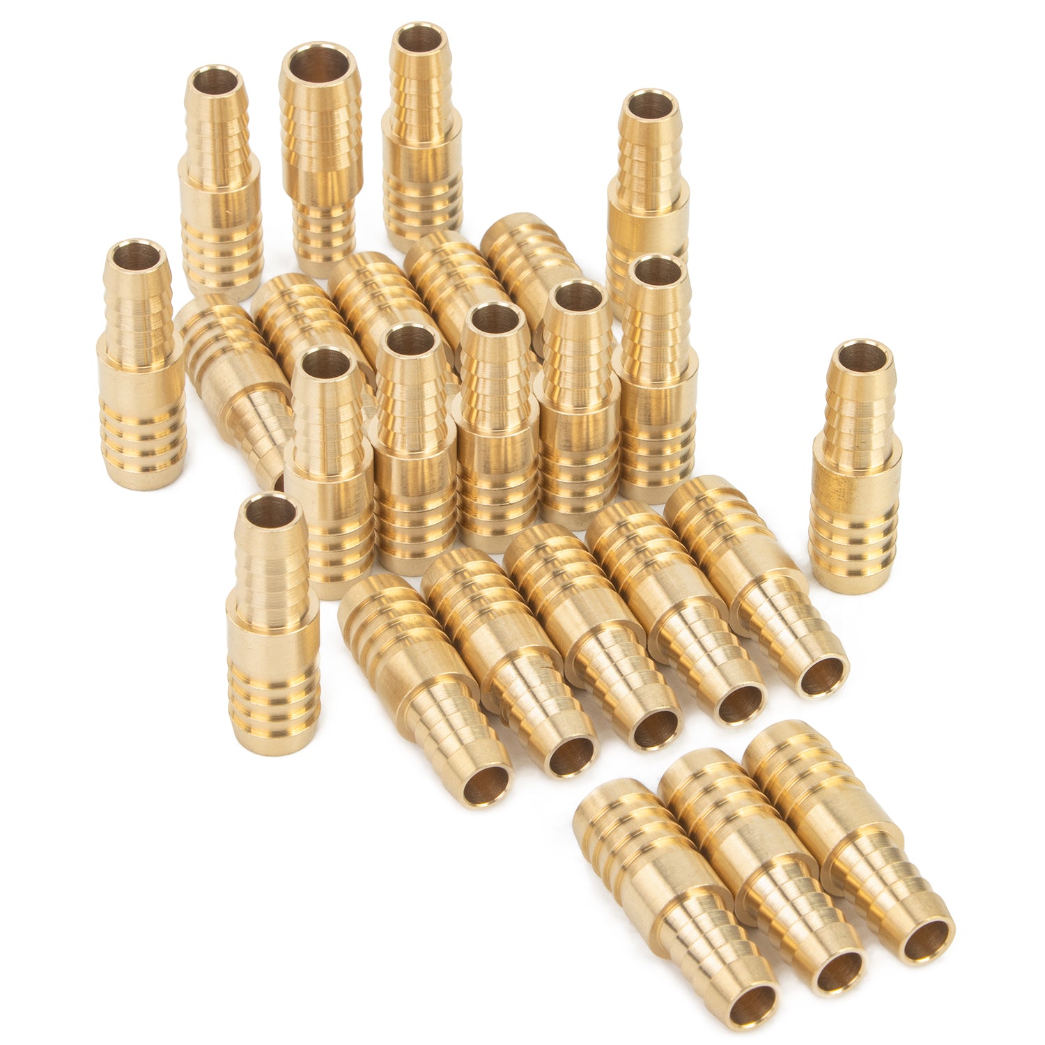 LTWFITTING Brass Barb Hose Reducing Splicer Mender 10mm ID Hose x 12mm ID Hose Fitting Air Water Fuel Boat (Pack of 25)