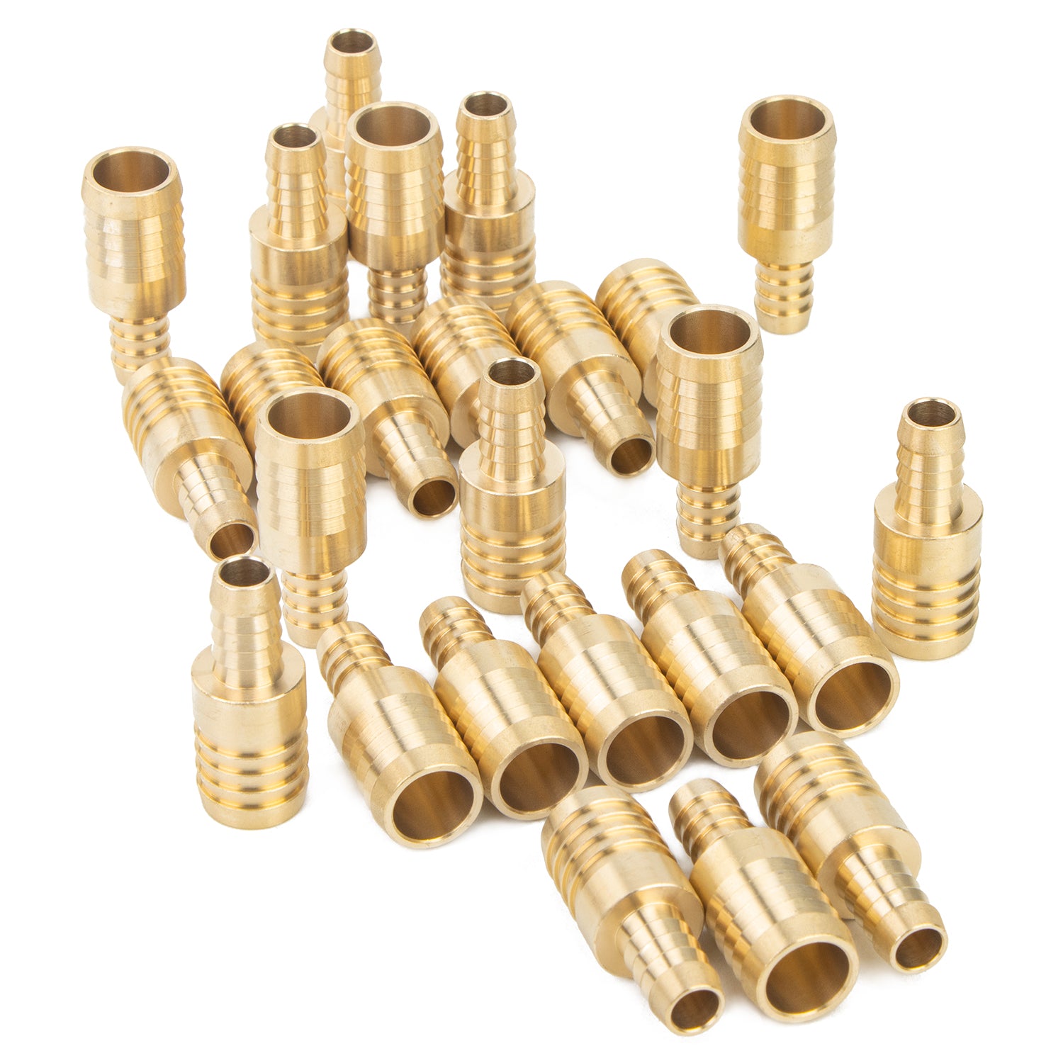 LTWFITTING Brass Barb Hose Reducing Splicer Mender 10mm ID Hose x 16mm ID Hose Fitting Air Water Fuel Boat (Pack of 25)