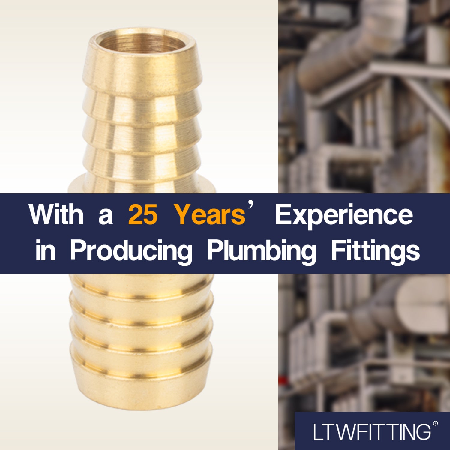 LTWFITTING Brass Barb Hose Reducing Splicer Mender 12mm ID Hose x 16mm ID Hose Fitting Air Water Fuel Boat (Pack of 5)