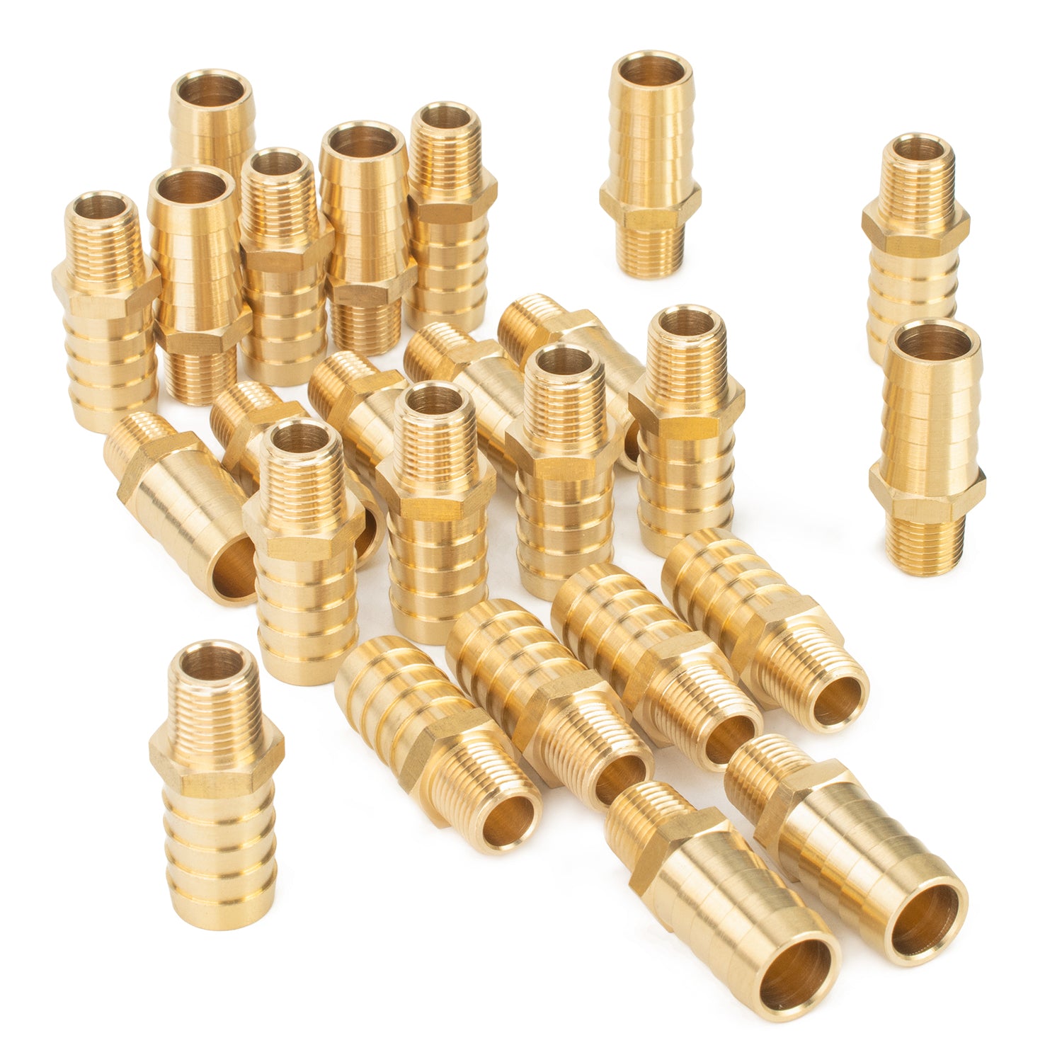 LTWFITTING Brass BSP Barbed Fitting Coupler / Connector 1/4-Inch Male BSPP x 5/8-Inch(16mm)Hose Barb Fuel Gas Water (Pack of 25)