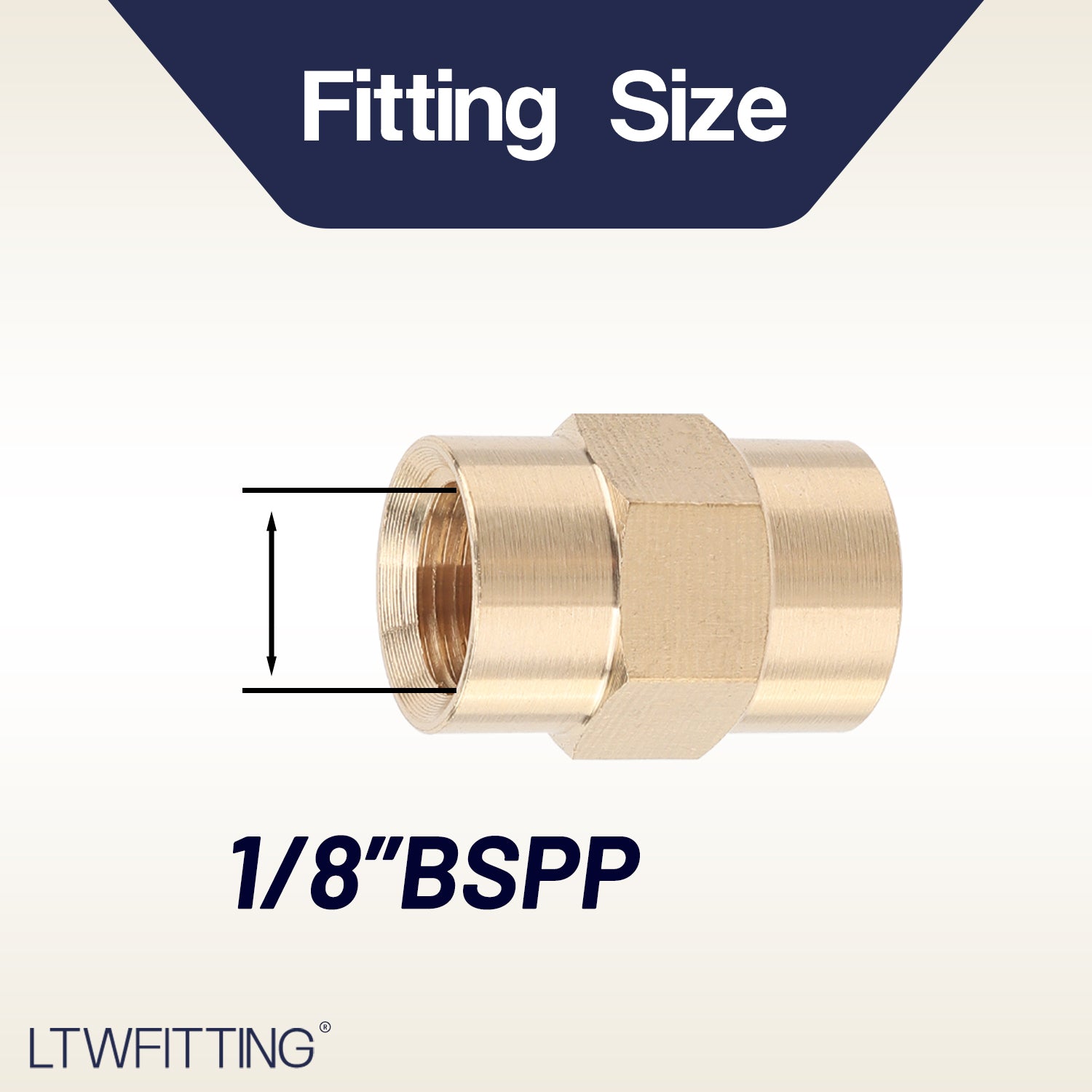 LTWFITTING Brass BSP Pipe Fitting 1/8-Inch Female BSPP Coupling Water Boat (Pack of 1100)
