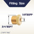 LTWFITTING Brass Pipe Hex Bushing Reducer Fittings 3/4-Inch Male BSPT x 1/8-Inch Female BSPP (Pack of 5)