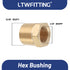 LTWFITTING Brass Pipe Hex Bushing Reducer Fittings 3/8-Inch Male BSPT x 1/4-Inch Female BSPP (Pack of 5)