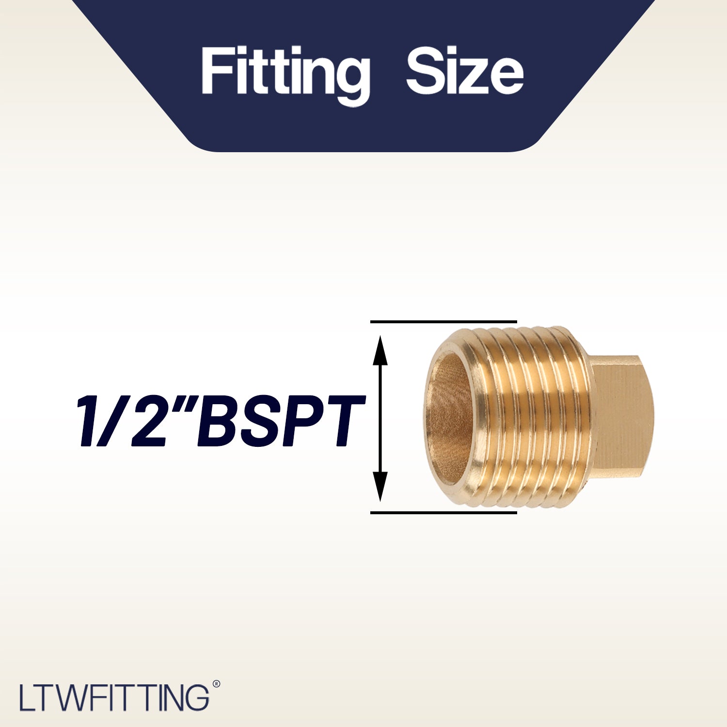 LTWFITTING Brass Pipe Square Head Plug Fittings 1/2 Male BSPT Air Fuel Water Boat (Pack of 400)