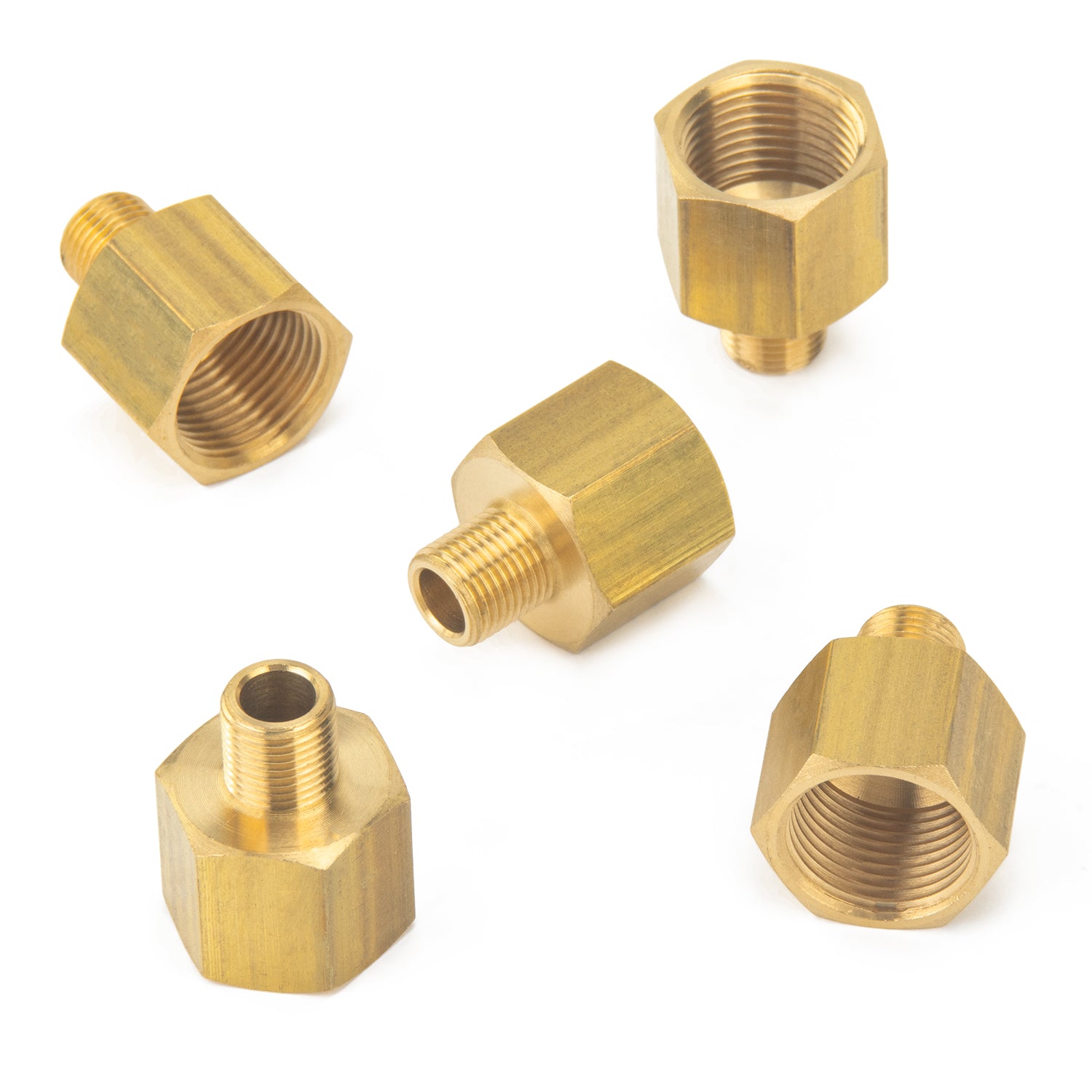 LTWFITTING Brass Pipe 3/8-Inch Female BSPP x 1/8-Inch Male BSPT Adapter Fuel Gas Air (Pack of 5)