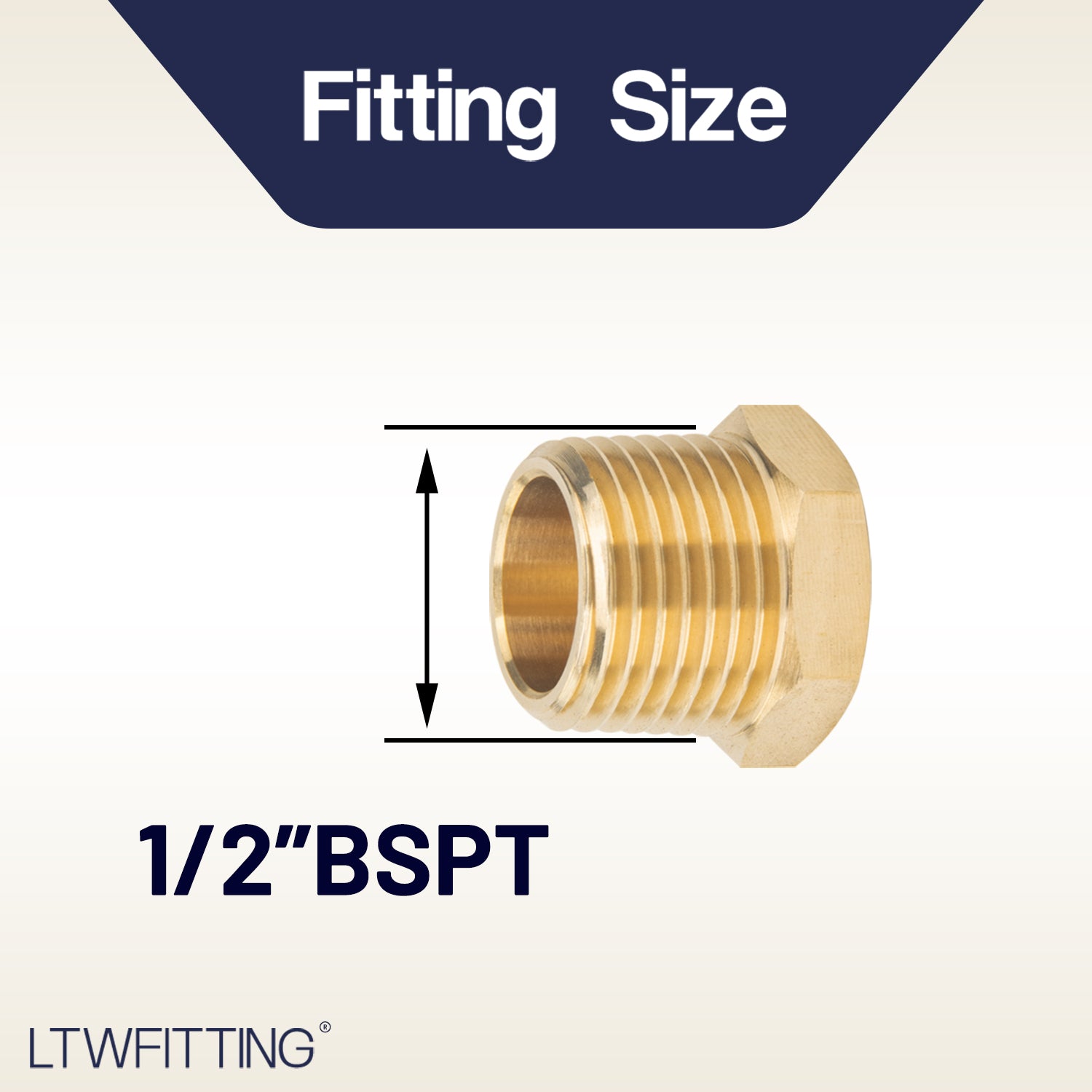 LTWFITTING Brass Pipe Hex Head Plug Fittings 1/2-Inch Male BSPT Air Fuel Water Boat (Pack of 5)