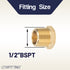 LTWFITTING Brass Pipe Hex Head Plug Fittings 1/2-Inch Male BSPT Air Fuel Water Boat (Pack of 5)