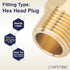 LTWFITTING Brass Pipe Hex Head Plug Fittings 1/2-Inch Male BSPT Air Fuel Water Boat (Pack of 5)