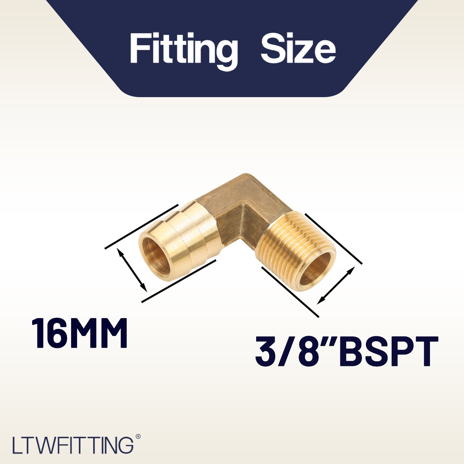 LTWFITTING 90 Deg Elbow Brass Barb Fitting 3/8-Inch Male BSPT x 5/8-Inch(16mm) ID Hose Fuel Boat Water (Pack of 5)