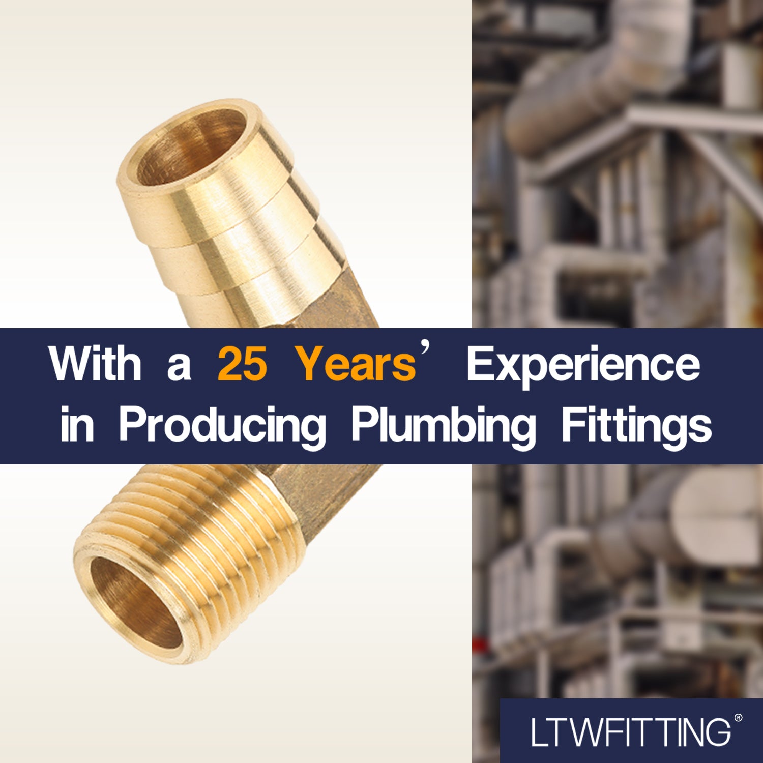 LTWFITTING 90 Deg Elbow Brass Barb Fitting 3/8-Inch Male BSPT x 5/8-Inch(16mm) ID Hose Fuel Boat Water (Pack of 5)