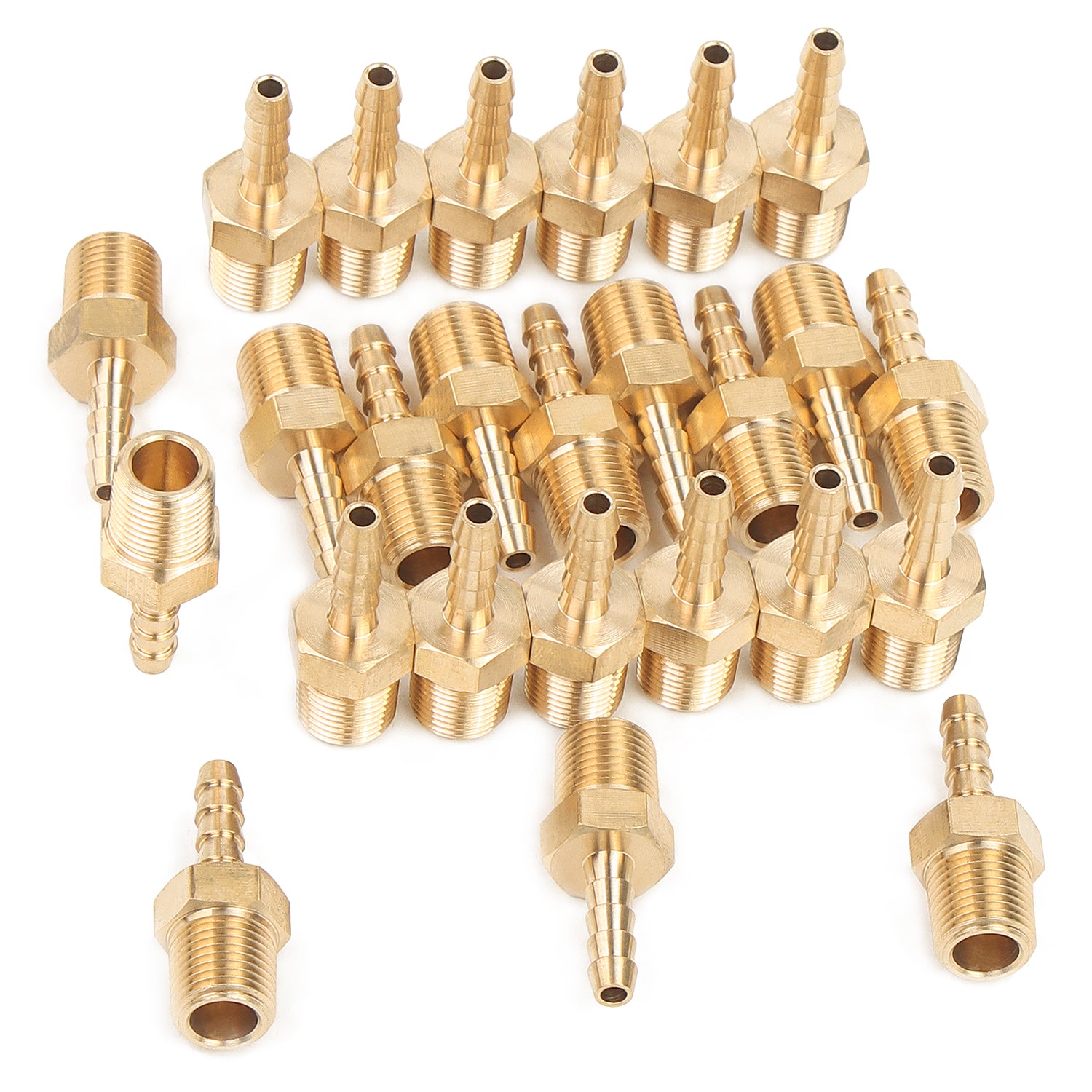 LTWFITTING Brass Barbed Fitting Coupler/Connector 1/8-Inch Male BSPT x 1/8-Inch(3mm) Hose Barb Fuel Gas Water (Pack of 25)
