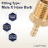 LTWFITTING Brass Barbed Fitting Coupler/Connector 1/4-Inch Male BSPT x 1/8-Inch(3mm) Hose Barb Fuel Gas Water (Pack of 5)